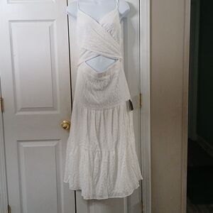 Lulus white crossover tie back sleeveless dress Sz XL NWT
